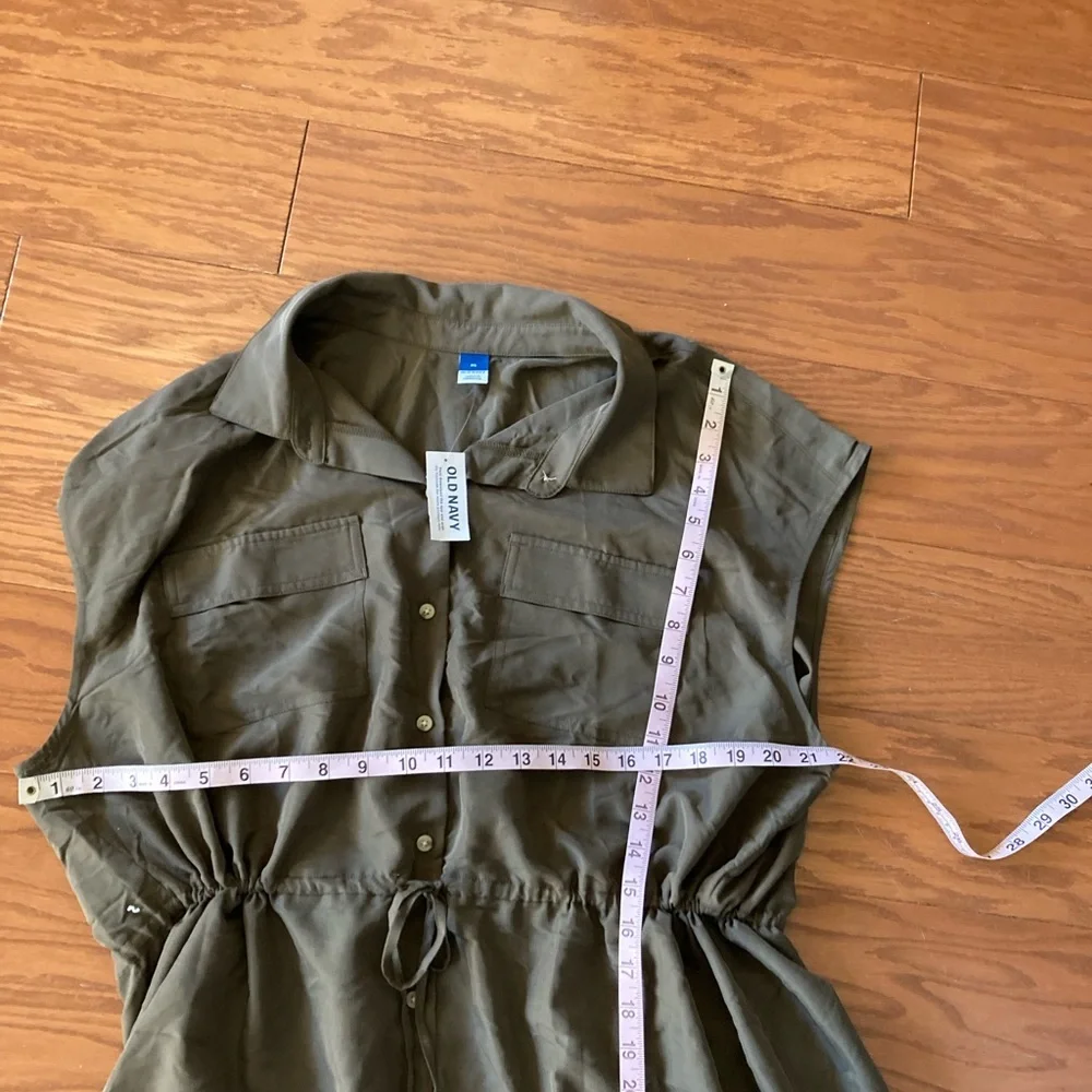 NWT Old Navy Waist Defined Utility MIDI Green Shirt Dress Size XL - Picture 12 of 12